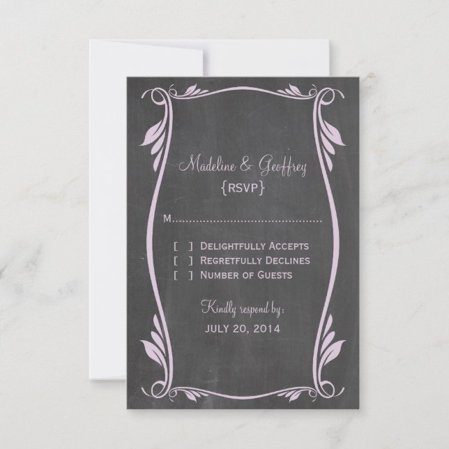 Placa de Resposta Lilac Flourish Chalkboard (Frente)