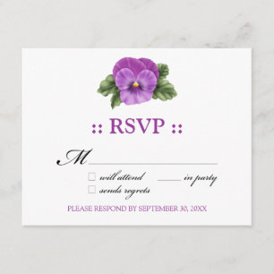 Placa de resposta RSVP de 4,25x5,5 pol do Pansies
