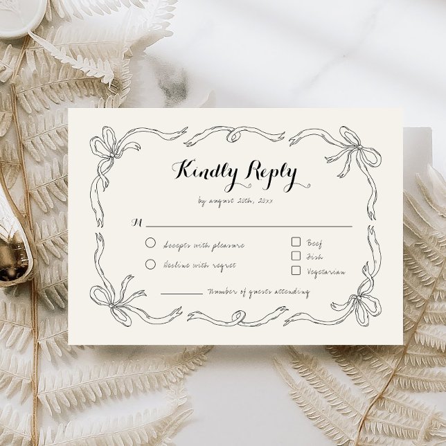 Placa de resposta RSVP de Arco Desenhado à Mão Whi (Criador carregado)