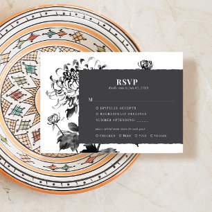 Placa de Resposta RSVP de Arte de Tinta Chrysanthe