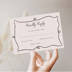 Placa de resposta RSVP de borda vertical desenhada