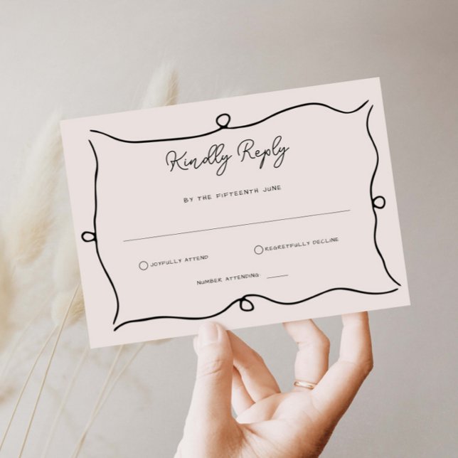 Placa de resposta RSVP de borda vertical desenhada (Criador carregado)