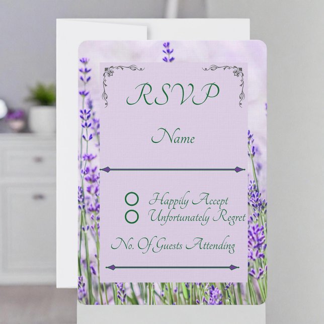 Placa de Resposta RSVP de Campos de lavanda Arredo (Criador carregado)