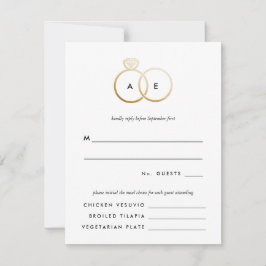 Placa de Resposta RSVP de Casamento de Anéis de Ou
