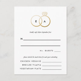 Placa de Resposta RSVP de Casamento de Anéis de Ou