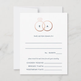 Placa de Resposta RSVP de Casamento de Anéis Doura