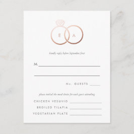 Placa de Resposta RSVP de Casamento de Anéis Doura