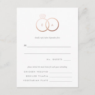 Placa de Resposta RSVP de Casamento de Anéis Doura