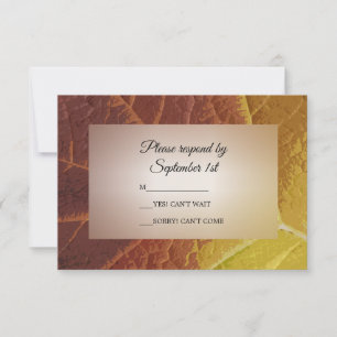 Placa de Resposta RSVP de Casamento de Folha de ou