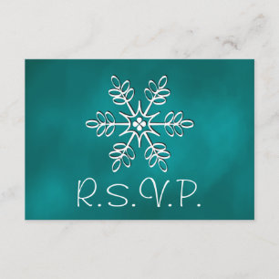 Placa de Resposta RSVP de Casamento de Neve Teal S