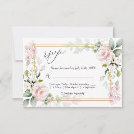 Placa de Resposta RSVP de Casamento de Roses Rosa