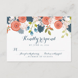 Placa de Resposta RSVP de Casamento Floral de Jard