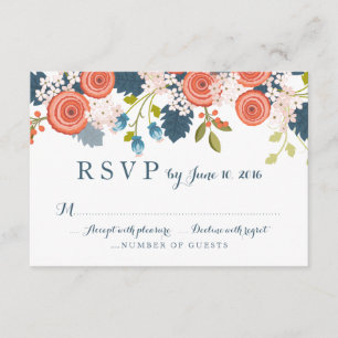 Placa de Resposta RSVP de Casamento Floral de Jard