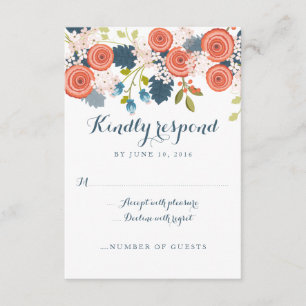 Placa de Resposta RSVP de Casamento Floral de Jard