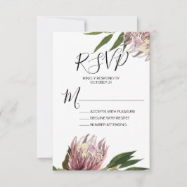 Placa de Resposta RSVP de Casamento Protea