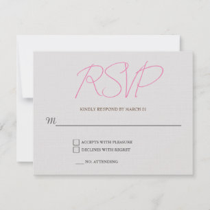 Placa de Resposta RSVP de Casamento Simples Linen