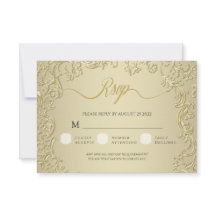 Placa de resposta RSVP de Casamento tema damasco D