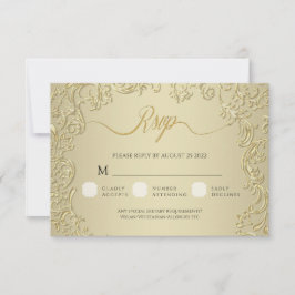Placa de resposta RSVP de Casamento tema damasco D