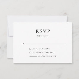 Placa de resposta RSVP de I preto e branco moderno