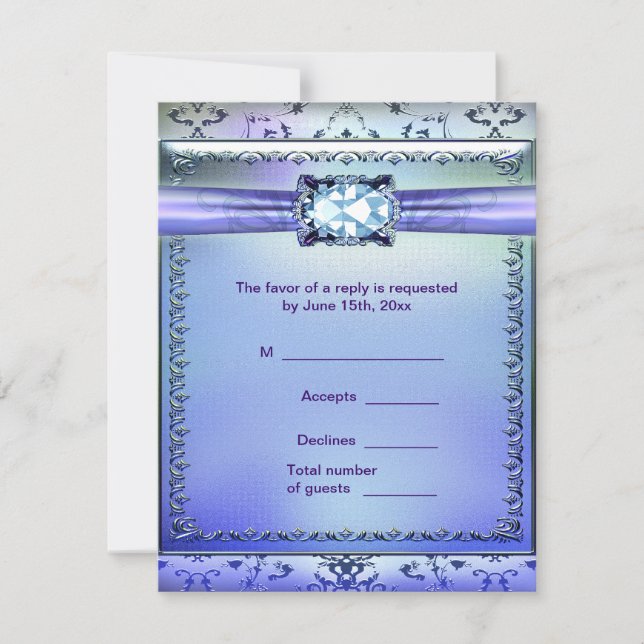 Placa de resposta RSVP de Jewel de Teal Roxo (Frente)