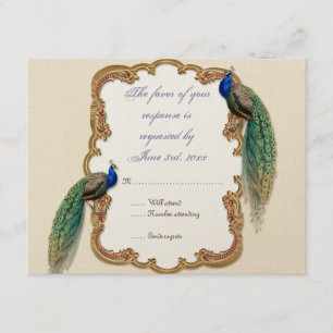Placa de Resposta RSVP de Peacock e Calliografia d