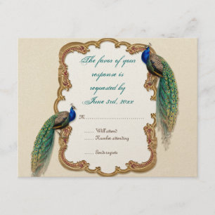 Placa de Resposta RSVP de Peacock e Calliografia d