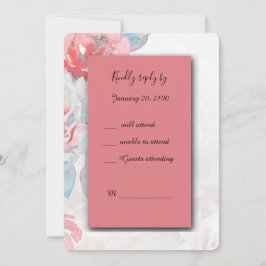 placa de resposta RSVP de rosa de cor d'água flora