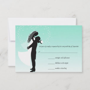 Placa de resposta RSVP de silhueta teal