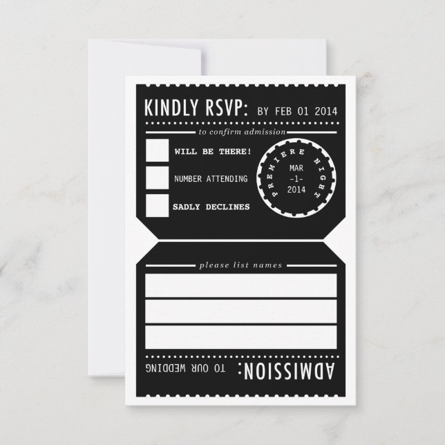 Placa de Resposta RSVP de Tíquete do Vintage Theat (Frente)