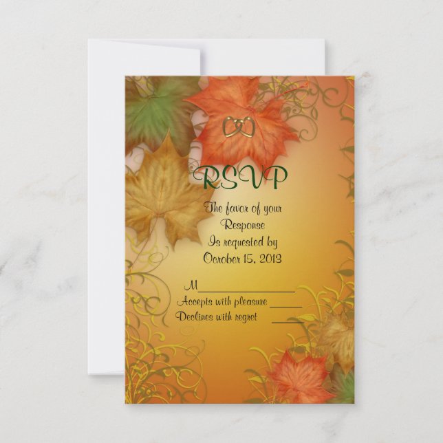 placa de resposta RSVP do casamento outono (Frente)