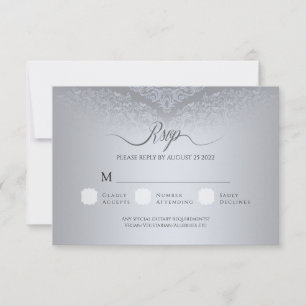 Placa de resposta RSVP do Casamento tema damasco P