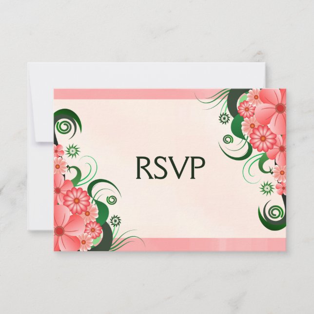 Placa de resposta RSVP Elegante cor-de-rosa-Floral (Frente)