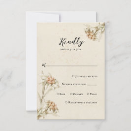 Placa de Resposta RSVP Floral do Edelweiss Vintage