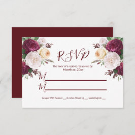 Placa de resposta RSVP Floral Elegante Burgundy