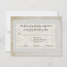 Placa de resposta RSVP Lace Rustic Vintage Linen