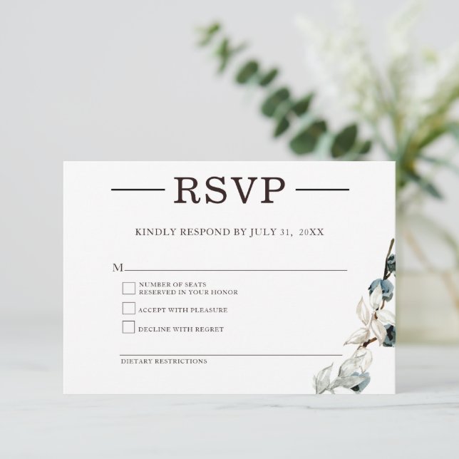 Placa de resposta RSVP minimalista Elegante (Em pé/Frente)