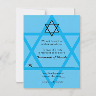 Placa de resposta RSVP Mitzvah, Bar preto e azul