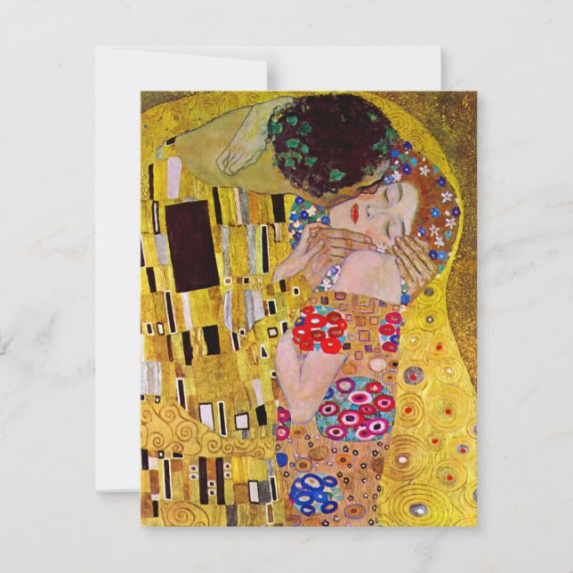 Placa de resposta RSVP; o beijo de Gustav Klimt (Frente)
