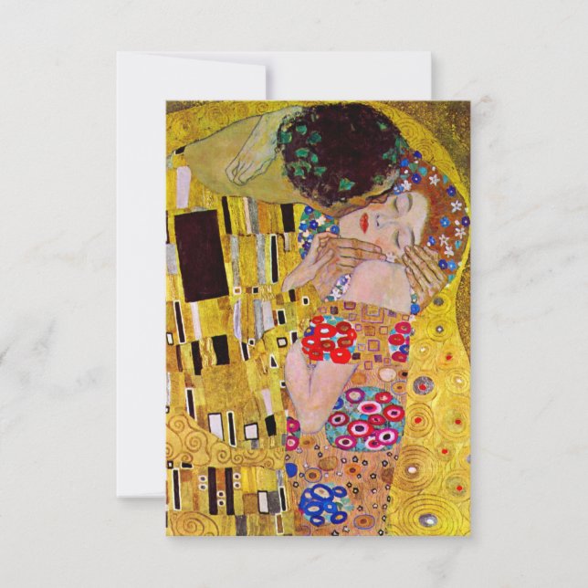 Placa de resposta RSVP; o beijo de Gustav Klimt (Frente)