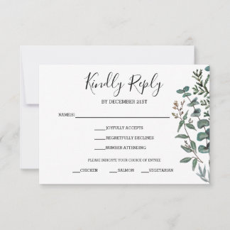 Placa de resposta RSVP Pine e Eucalyptus