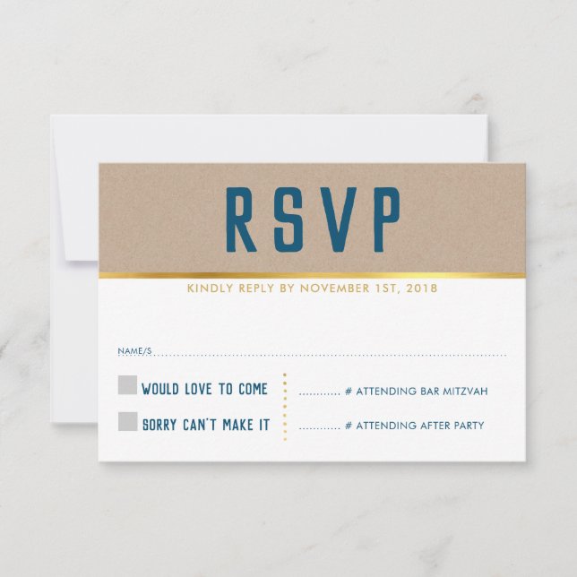PLACA DE RESPOSTA RSVP — tipo kraft dourado inteli (Frente)