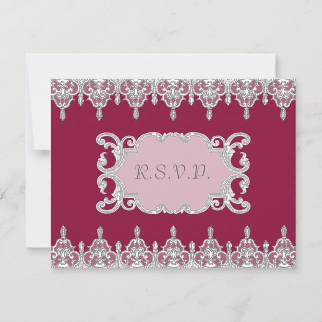 Placa de Resposta RSVP Vermelha de Lace Lace Drop (Frente)
