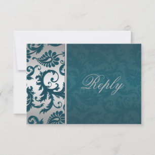 Placa de resposta Silver and Teal Damask II