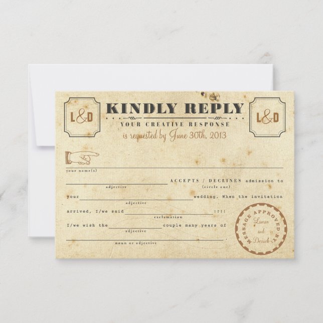 Placa de resposta Vintage Telegram Libs (Frente)