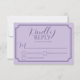 Placa de Resposta Wding de Script Lilac Elegante