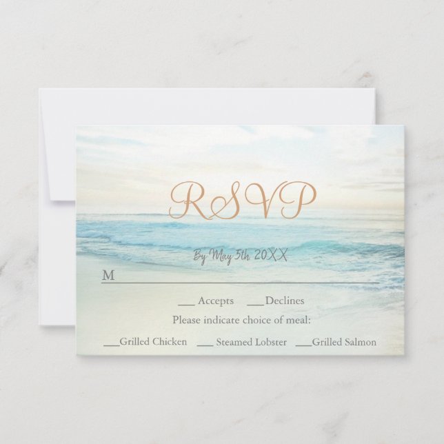 Placa de RSVP de Casamento de Terra Costeira Praia (Frente)