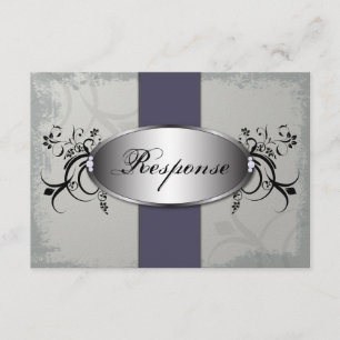 Placa de RSVP de Resposta de Casamento - Cinza de