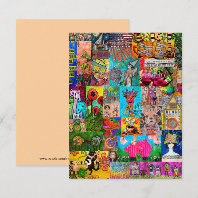 Placa de Saudação Mídia Mista Colorida de Pop Art (Frente/Verso)