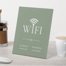 Placa de Senha de Rede Wifi Minimalista Verde Baix