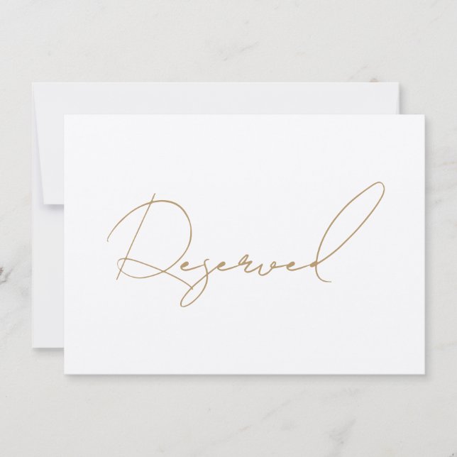 Placa de Sinal Reservada Dourada (Frente)